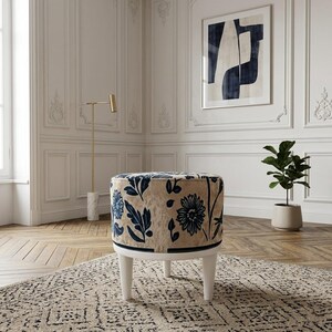 Panchina pouf rotonda, Panchina con motivo floreale, Panchina contemporanea, Panchina con cuscino, Panchine comode per interni, Panchina elegante