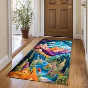 Modern living room rug, Print rug, Cute design rug, Pastel color rug, Handmade chenille rug, Home entrance rug, Anti-slip washable rug, 27