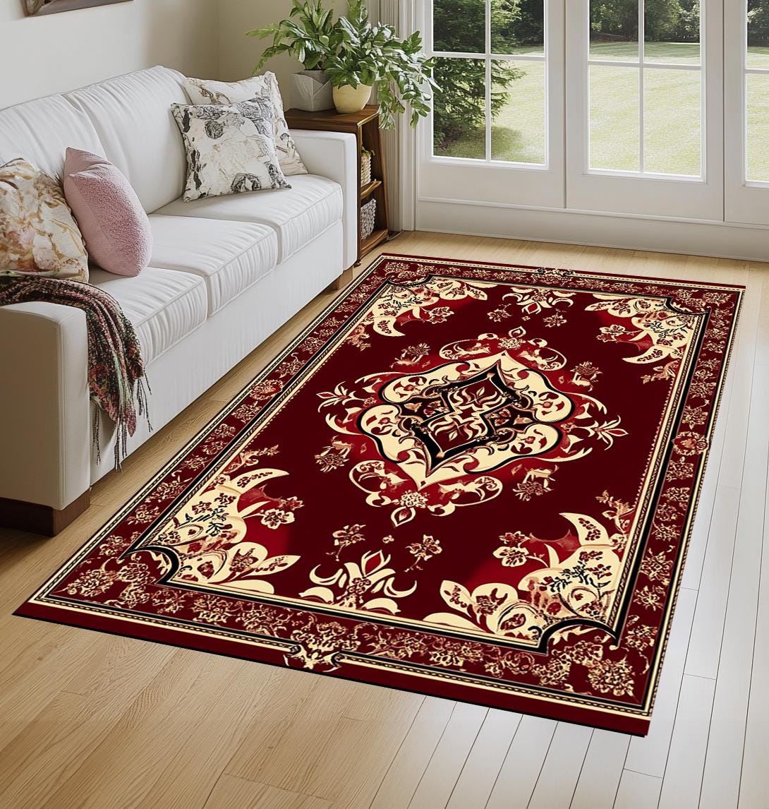 Ethnic design print rug, Home entrance rug, Modern kitchen rug, Versatile area rug, Contemporary rug, Thin rug, Saloon rug, Guests rug 06