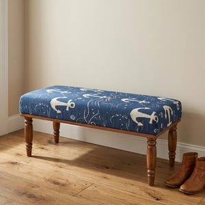Panca ottoman in stile marino / Pouf per veranda / Arredamento per casa al mare