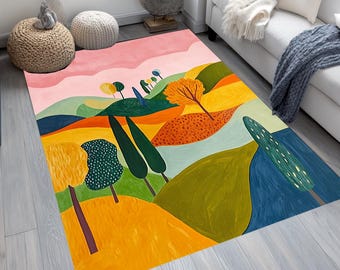 Tapete com estampa artística, Tapete em tecido chenille, Tapete dobrável, Tapete decorativo moderno, Tapete antiderrapante, Tapete lavável à máquina, Tapete fresco, 60