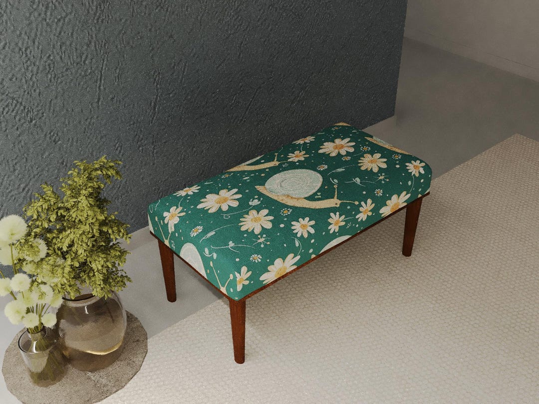 Daisy Bench Ottoman Bench: Green Floral Daisy Pattern - Handmade Pouf 632 - Etsy
