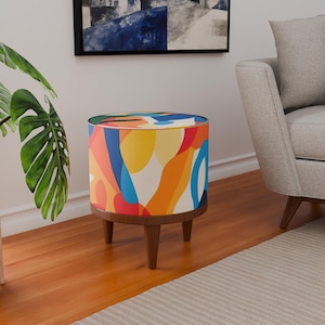 Pop color bench, Cool footstool, Nomadic pouf stool, Trendy round bench, Mudroom seating, High end furniture, Livingroom footrest, Cozy gift