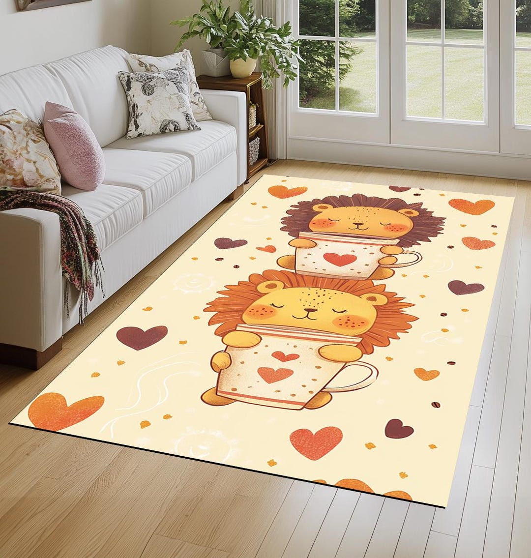 Handmade Rug Cute Lovely Design Area Rug, Cute Color Printed Rug, Non-slip Backing Rugs ...