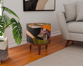 Abstract footstool, Classic pouf stool, Round ottoman pouf, Footstool chair, Dining table chair, Sustainable footrest, Accent footstool