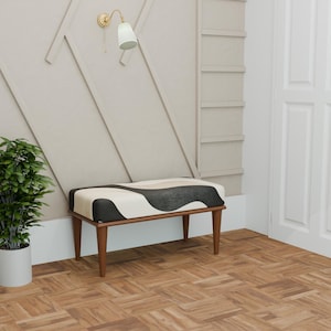 Entryway Ottoman Bench: Upholstered Seat, Wood Frame - Extra Storage 76