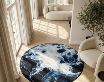Smoke pattern rug, Boy room rug, Artwork rug, Round hallway rug, Washable rug, Nomadic rug, Cozy indoor rug, Non slip rug, Front door rug