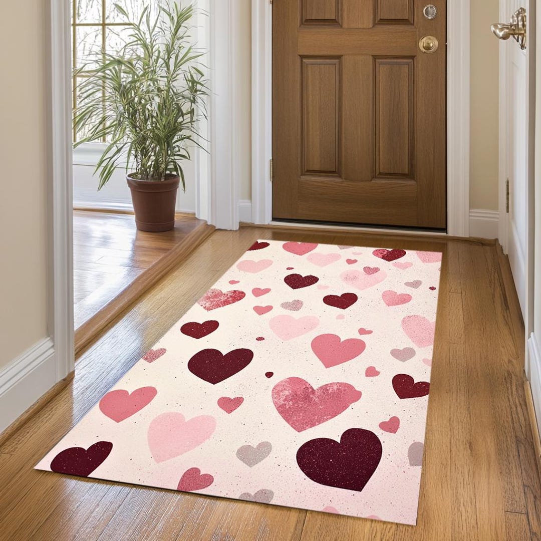 Heart Rug Kids Heart Print Rug, Pinky Rug, Girl Room Rug, Valentine's Day Gift, Rug ...