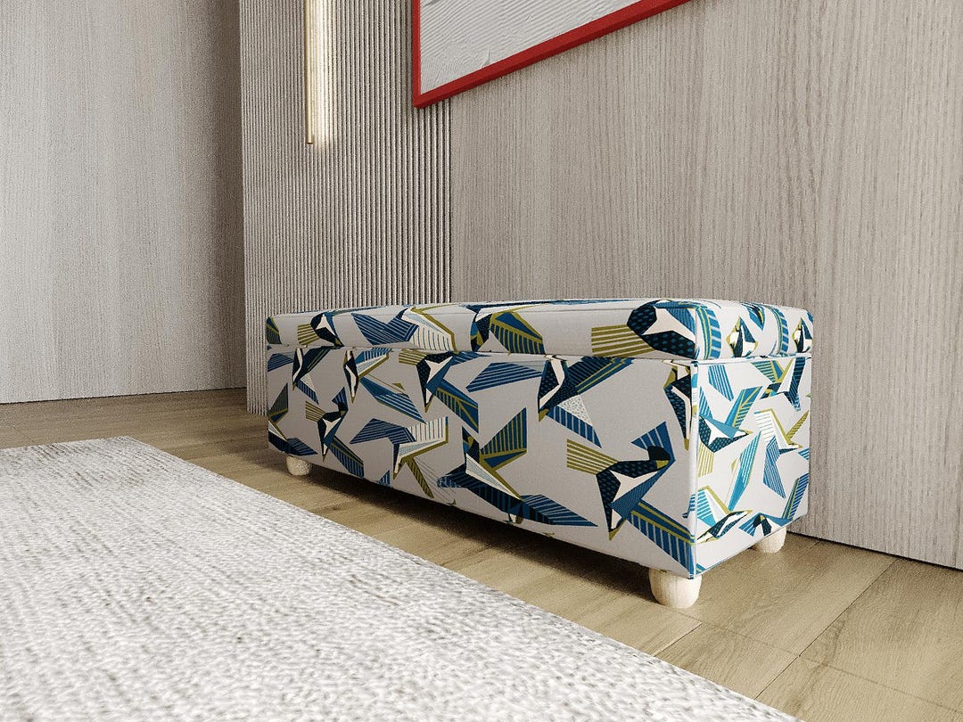 Abstract Geometric Mudroom Storage Ottoman | Eclectic Bedroom Blanket ...