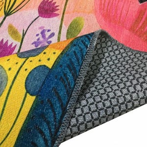 Floral design rug, Living room rug, Colorful printed rug, Machine washable rugs, Anti slip rug, Housewarming gifts, Utility rugs, 219