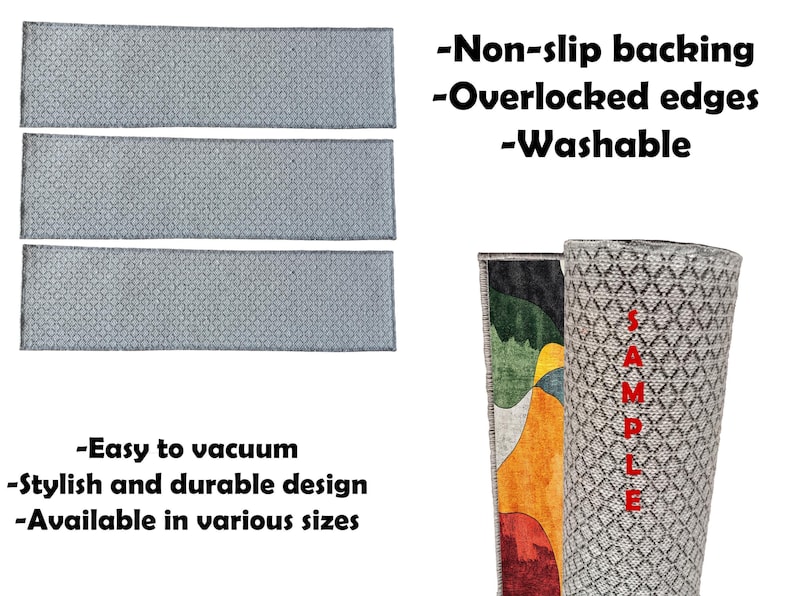 Artistic colorful stair mats, Anti-slip mats for wooden stair, Eco-friendly stair mats, Machine washable stair mats, Chic stair mats, 212