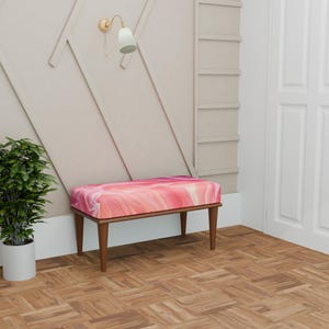 Designer bench, Bench covered by colorful cushion, Soft textured bench, Modern bench, Utility bench, Stylish ottoman bench, Cozy bench, 315