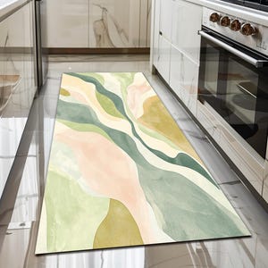 Sage green rug, Pastel at print, Minimalist design rug, Durable rug, Reading corner rug, Vanity rug, Washable rug, Non slip back rug, 451