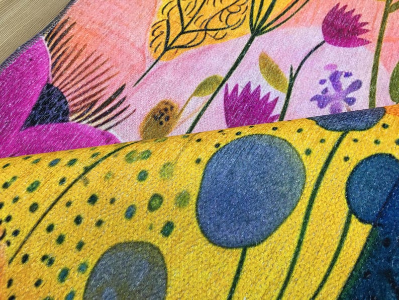 Floral design rug, Living room rug, Colorful printed rug, Machine washable rugs, Anti slip rug, Housewarming gifts, Utility rugs, 219