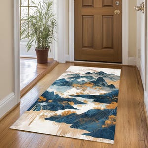 Mountain print rug, Bedroom rug, Non-slip area rug, Cool area rug, Decorative view design rug, Home entrance rug, Custom sizes rug, 99