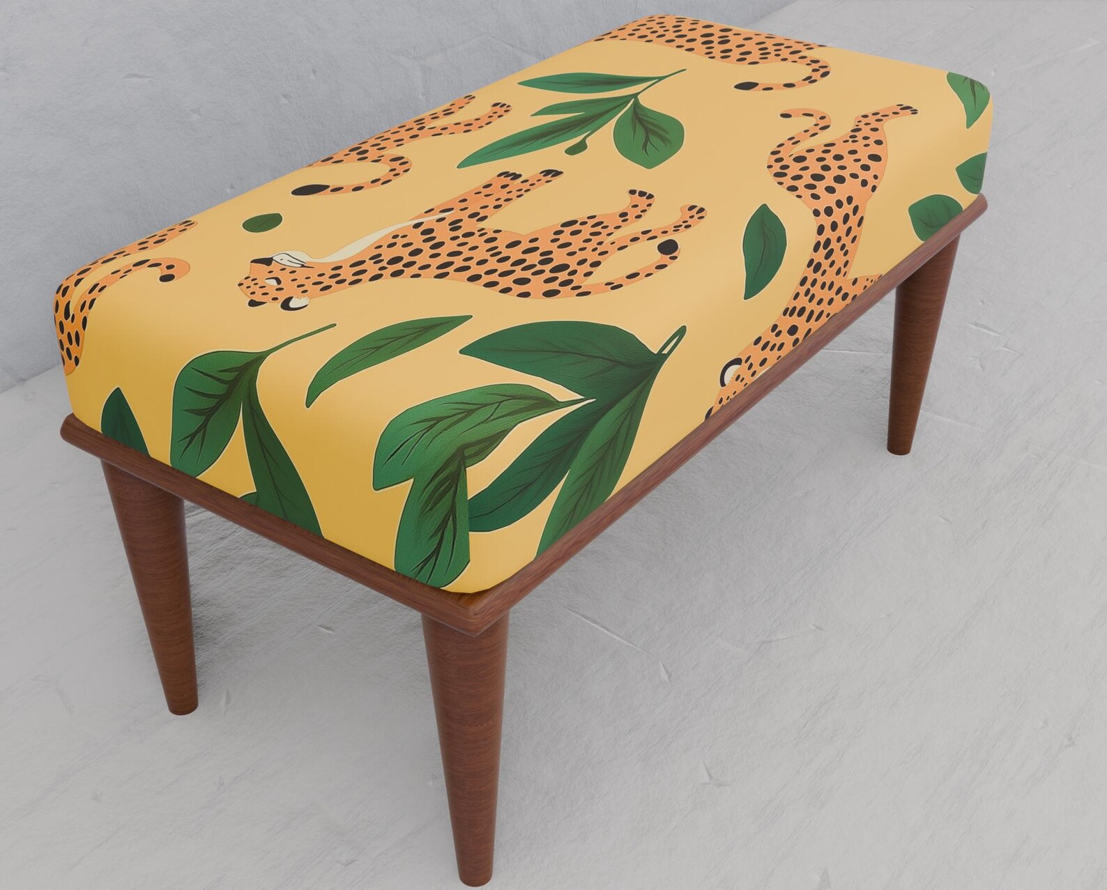 Leopard Print Bench, Yellow Bench, Tropical Bench, Window Seat Bench ...