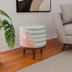 Lovely footstool, Pastel color bench, Comfortable seat, Modern decoration, Housewarming pouf, Gift for wife, Long lasting bench, Entry pouf