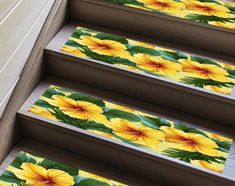 花柄階段マット、滑り止め裏地付き階段マット、テクスチャード階段