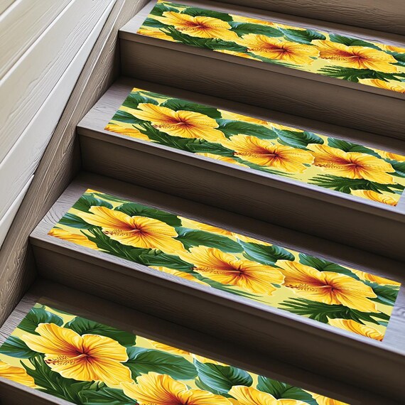 花柄階段マット、滑り止め裏地付き階段マット、テクスチャード階段