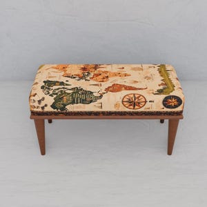 Banc imprimé carte graphique, Banc contemporain, Banc de luxe, Banc aux dimensions personnalisées, Banc d'entrée, Banc de piano, Banc organisateur, Banc confortable, 185