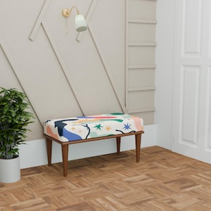 Abstract design, Modern bench, Bright pouf, Bench with cushion, Primitive bench, Ottoman long seat, Long lasting bench, Make up bench, 98