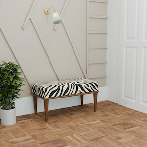 Elegant bench, Piano bench, Black and white bench, Dining room bench, Soft textured bench, Utility bench, Luxury bedroom bench, 259