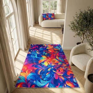 Elegant area rug, Colorful printed area rug, Modern printed rug, Chenille fabric rug, Easy to clean rug, Non-skid rugs, Cozy rugs, 476