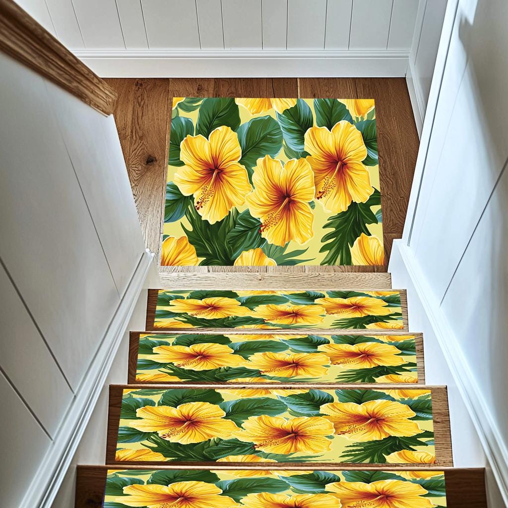花柄階段マット、滑り止め裏地付き階段マット、テクスチャード階段