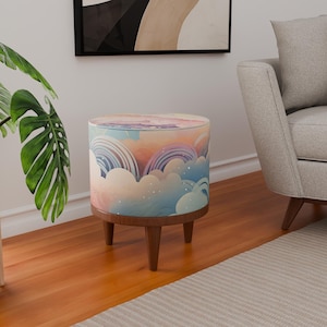 Cloudy footstool, Girl room bench, Fascinating pouf, Artistic footrest, Designer pouf stool, Decorative furniture, Hand crafted bench
