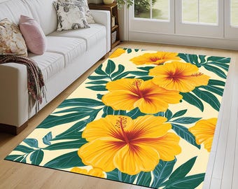 Floral design rug, Elegant rug, Decorative rug, Family room rug, Everyday rug, Washable rug, House warming rug, Non slip backing rug, 195