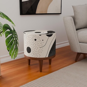 Minimalist Pouf stool, Designer footstool, Ottoman bedroom pouf, Round dressing chair, Kitchen table seat, Hallway shoe bench, Saloon pouf