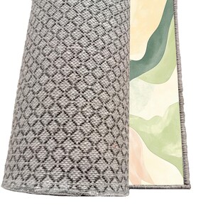 Sage green rug, Pastel at print, Minimalist design rug, Durable rug, Reading corner rug, Vanity rug, Washable rug, Non slip back rug, 451