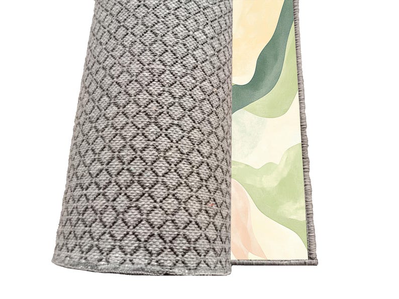 Sage green rug, Pastel at print, Minimalist design rug, Durable rug, Reading corner rug, Vanity rug, Washable rug, Non slip back rug, 451