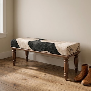 Entryway Ottoman Bench: Upholstered Seat, Wood Frame - Extra Storage