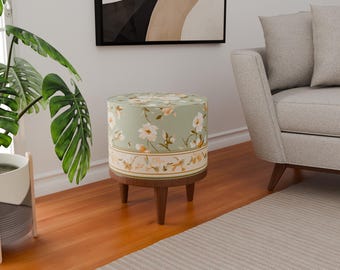 Pastellfärgad bänk, Snygg pall, Studentpall, Ottomansk sittplats, Blommig bänk, Sminkpall, Mysig fotpall, Kort puffpall