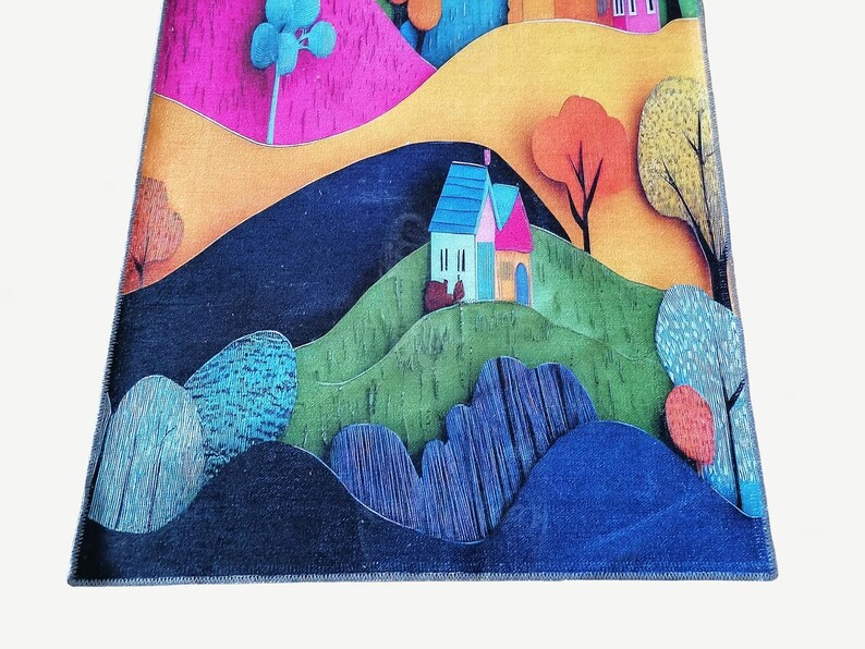 Cute modern design rug with soft low pile texture, ideal for bedrooms, living rooms, or saloons. Stylish printed rug featuring non-slip backing for safe everyday use. Easy-to-care floor runner that adds a cozy and contemporary touch to home interiors