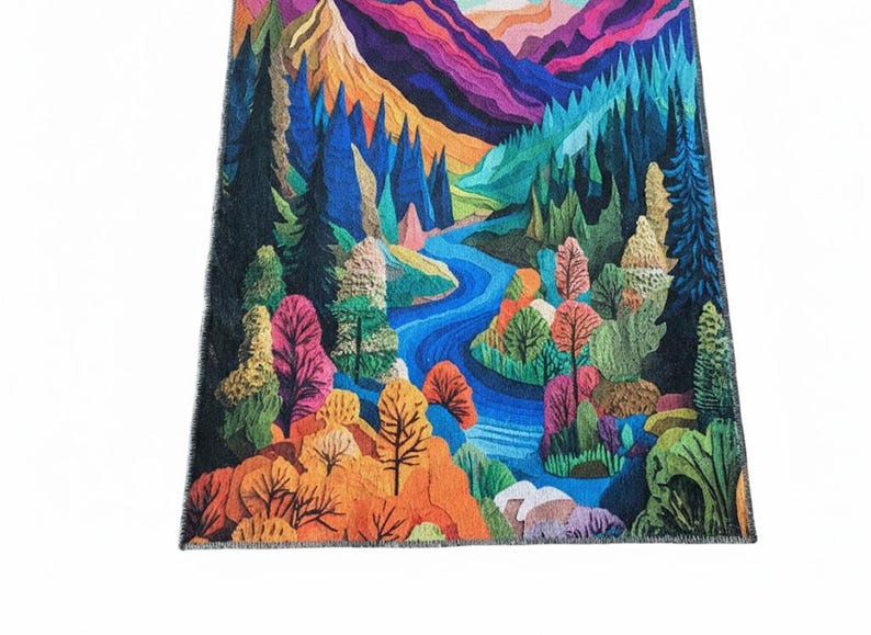Modern living room rug, Print rug, Cute design rug, Pastel color rug, Handmade chenille rug, Home entrance rug, Anti-slip washable rug, 27