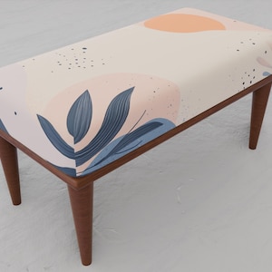 Minimalist design bench, Soft color bench, Pastel at print, Make up bench, Chic mid table, Upholstered bench, Ottoman seating bench, 171