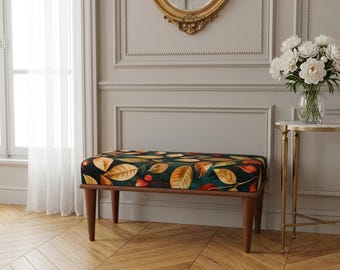 Ottomaanse bank blad | Cottage slaapkamerstoel | Slaapkamerdecoratie Cottagecore