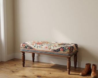 Modern Minimalist Ottoman Bench | Hallway Pouf Seat | Eclectic Home Decor