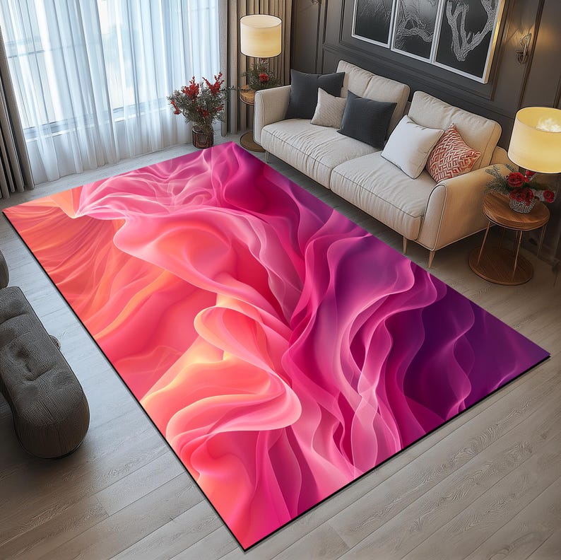 Abstract designer rug, Colorful modern print rug, Luxury area rugs, Soft touch rugs, Machine washable rugs, Non-slip backing rugs, 315