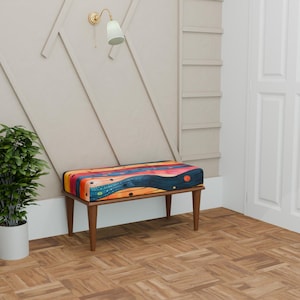 Colorful bench, Handmade furniture, Modern decor, High end furniture, Corner bench, Piano bench, Comfortable seat, Ottoman mid table, 77