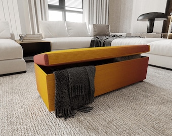Sunset Ombre Upholstered Storage Bench | Modern Window Seat Trunk | 1277