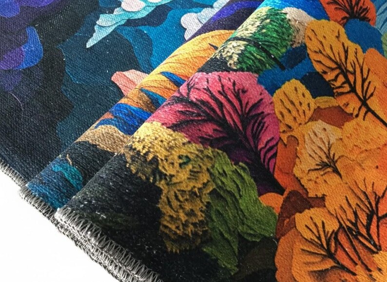 Modern living room rug, Print rug, Cute design rug, Pastel color rug, Handmade chenille rug, Home entrance rug, Anti-slip washable rug, 27