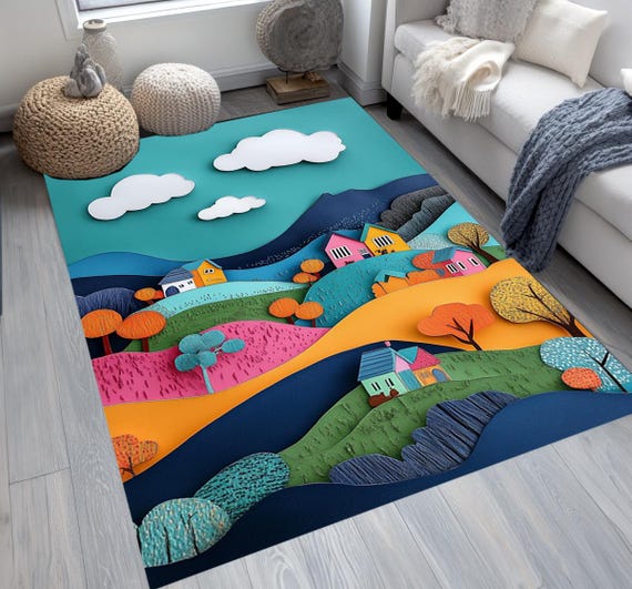 Cute design rug, Modern print rug, Bedroom rug, Non-slip backing rug, Easy to care rug, Everyday runner rug, Saloon rug, Low pile rug, 29