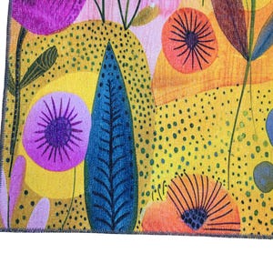 Floral design rug, Living room rug, Colorful printed rug, Machine washable rugs, Anti slip rug, Housewarming gifts, Utility rugs, 219
