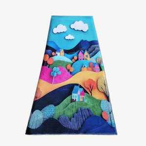 Cute modern design rug with soft low pile texture, ideal for bedrooms, living rooms, or saloons. Stylish printed rug featuring non-slip backing for safe everyday use. Easy-to-care floor runner that adds a cozy and contemporary touch to home interiors