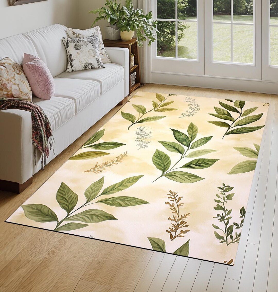 Leaf Design Rug, Luxury Area Rug, Decorative Rug, Sustainable Rugs ...