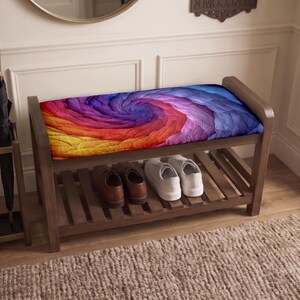 Neon Regenbogen Spirale schmale Schuhbank | Schlafzimmer Holz Organizer