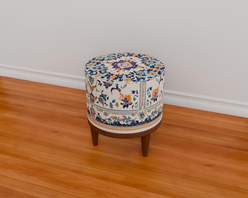 Victorian Style Pouf, Round Ottoman Bench, Versatile Footstool, Fancy ...